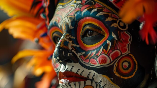 Close Up of a Displayed Mask Showing Intricate Details Chico De Mayo