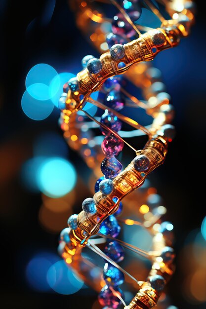 a close up of a dna model