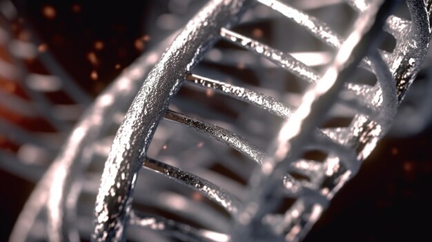 Photo a close up of a dna strand