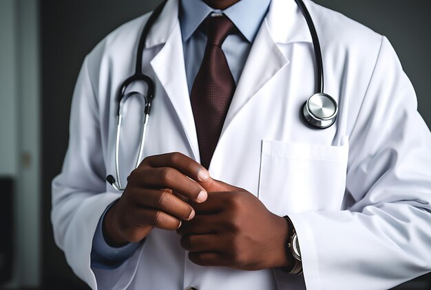 Close up of a doctor holding a stethoscope