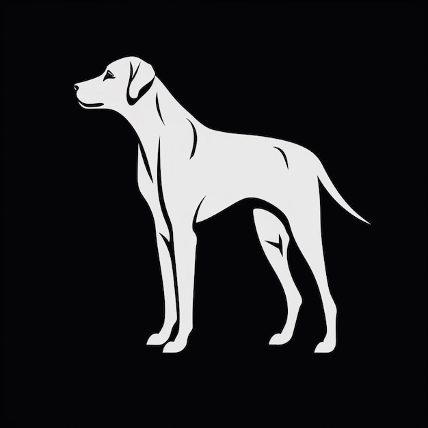 A close up of a dog on a black background with a white outline AI Generative