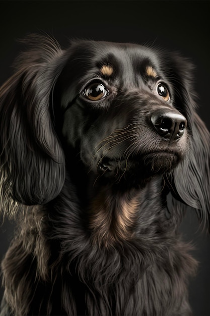 Close up of a dog on a black background