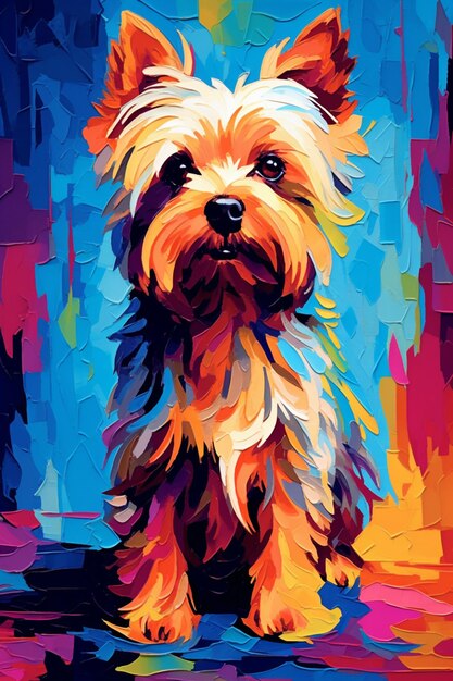 A close up of a dog on a colorful background with a blue sky generative ai