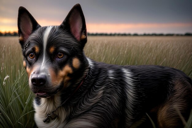 A Close Up Of A Dog In A Field Of Grass