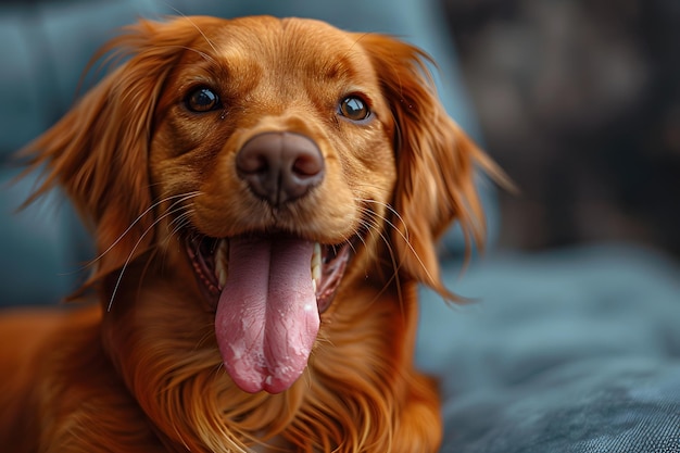 Photo close up of dog panting