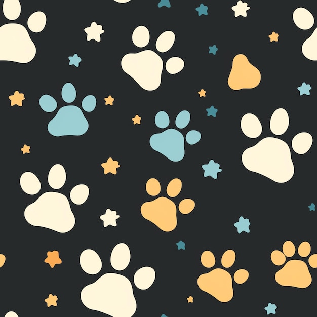 a close up of a dog paw print on a black background generative ai