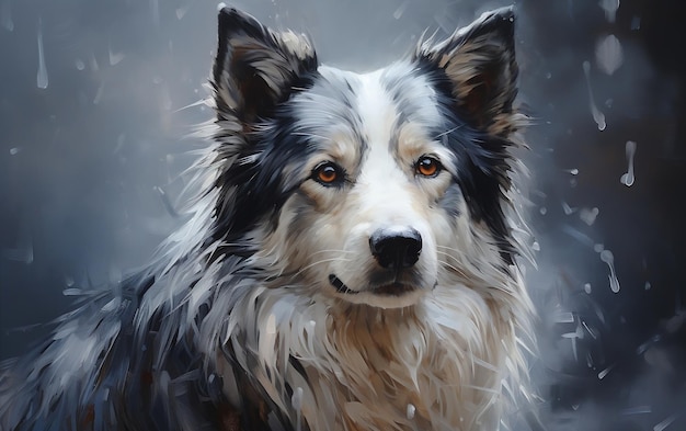 A close up of a dog in the snow AI