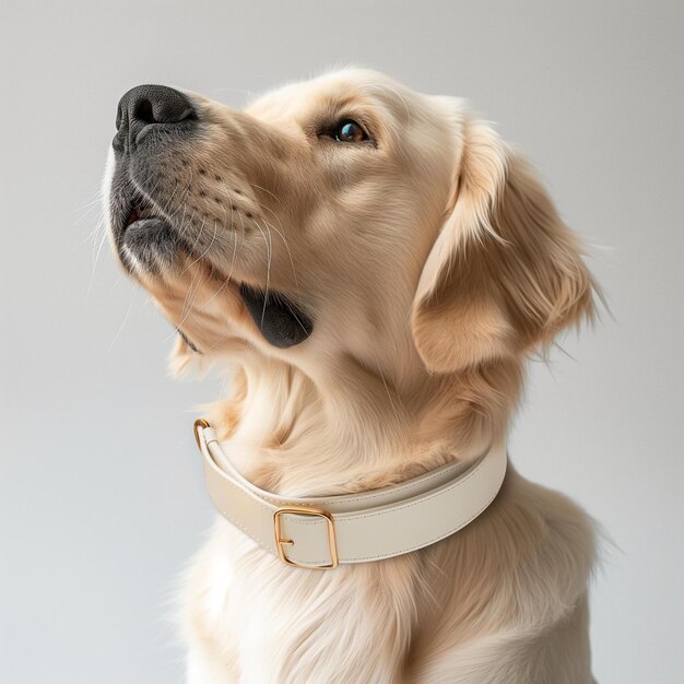 Photo a close up of a dog wearing a collar