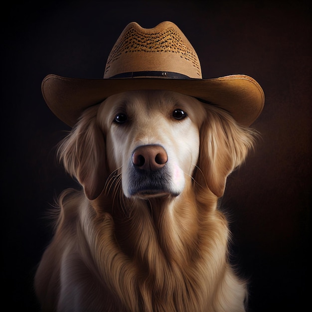 Close up of dog wearing hat generative ai