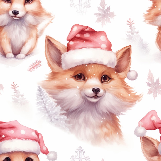 A close up of a dog wearing a santa hat on a white background generative ai