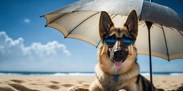 A close up of dog wearing sunglasses generative ai