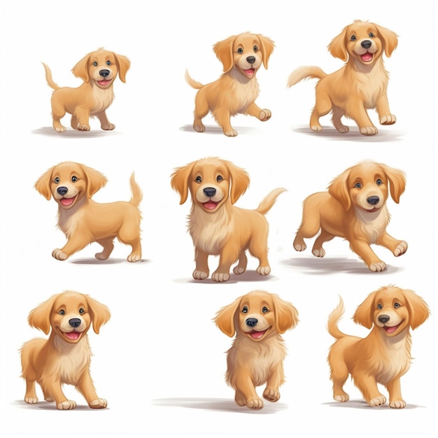 a close up of a dog with different poses and expressions generative ai