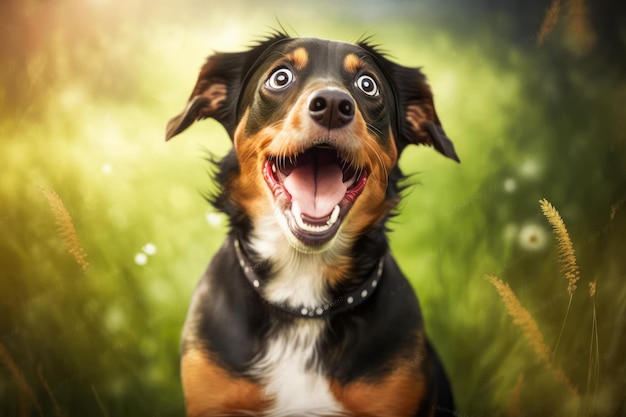 Крупный план собаки с открытым ртом Генеративный ИИ