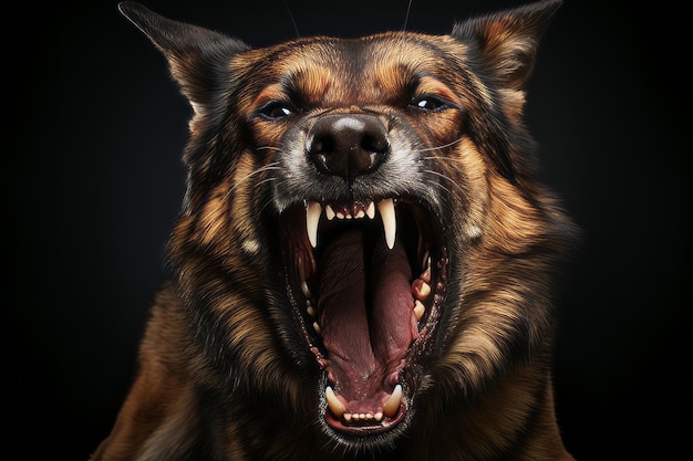 Близкий взгляд на собаку с открытым ртом