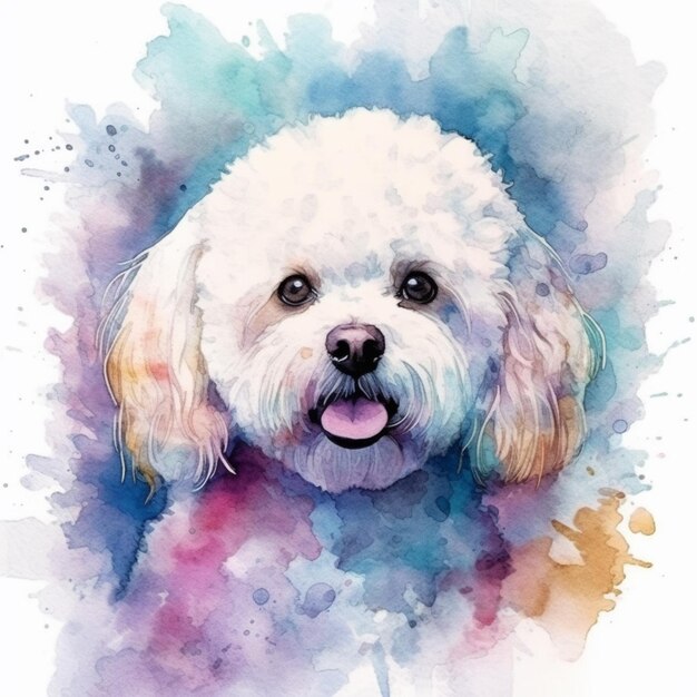 A close up of a dog with a watercolor background generative ai