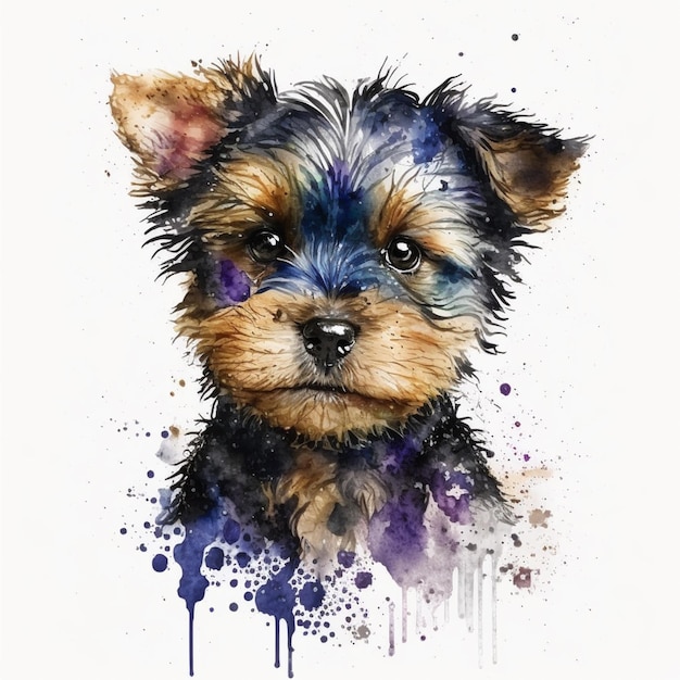 a close up of a dog with a watercolor look on its face generative ai