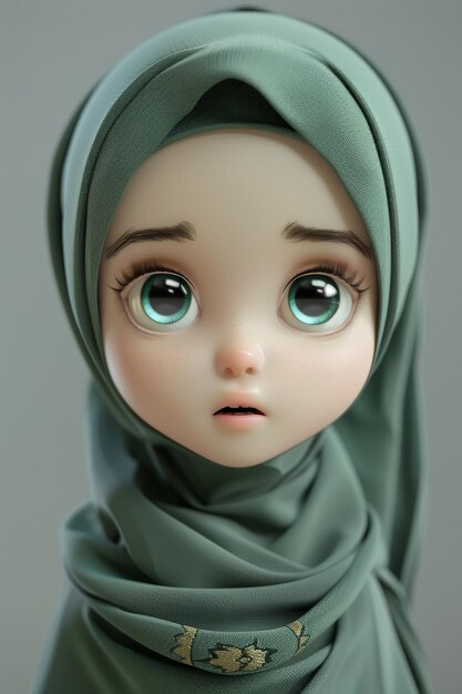 Photo close up of doll wearing headscarf