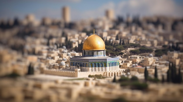 Photo a close up of a dome of the rock in jerusalem