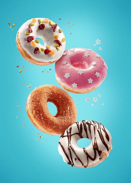 Close-up of donut against blue background