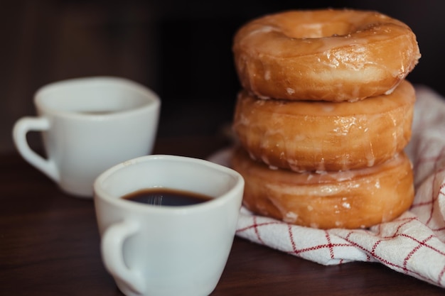 Close-up of donuts on table