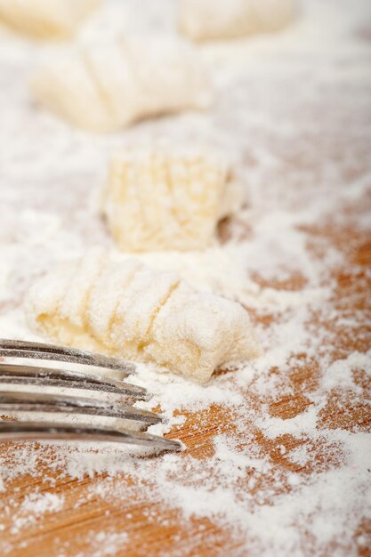 Close-up of dough and flour