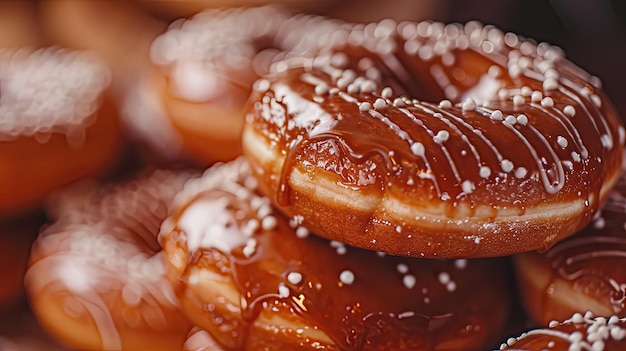 a close up of a doughnut with icing and icing