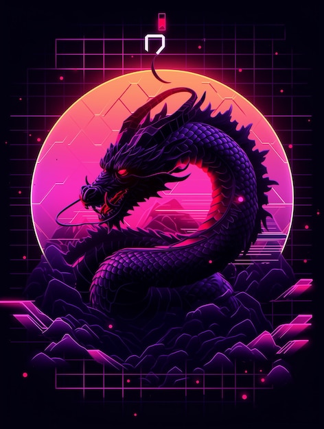 a close up of a dragon on a background of a sunset generative ai