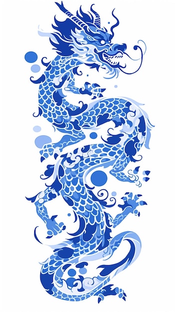 a close up of a dragon with blue and white designs on it generative ai