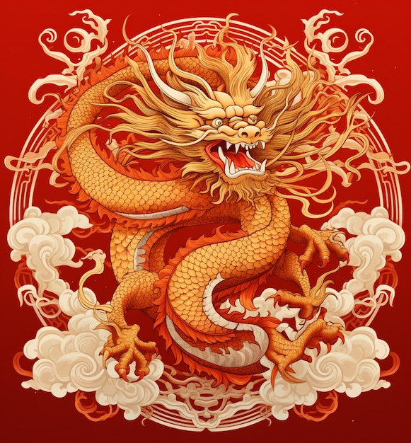 a close up of a dragon with a red background generative ai