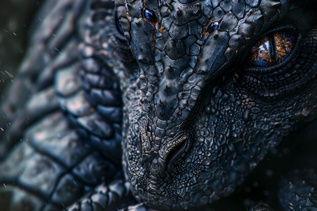 Photo a close up of a dragons face with blue eyes