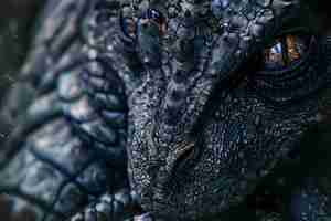 Photo a close up of a dragons face with blue eyes