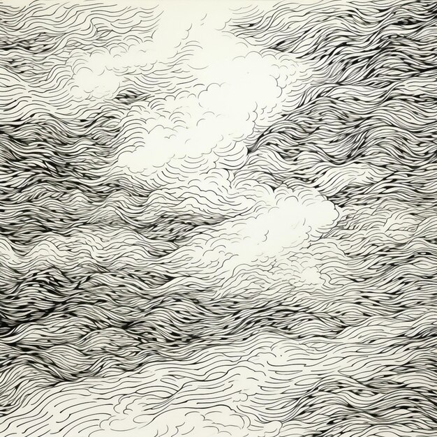 Photo a close up of a drawing of a boat in the water generative ai