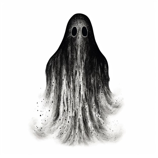 Photo a close up of a drawing of a ghost with a long hair generative ai