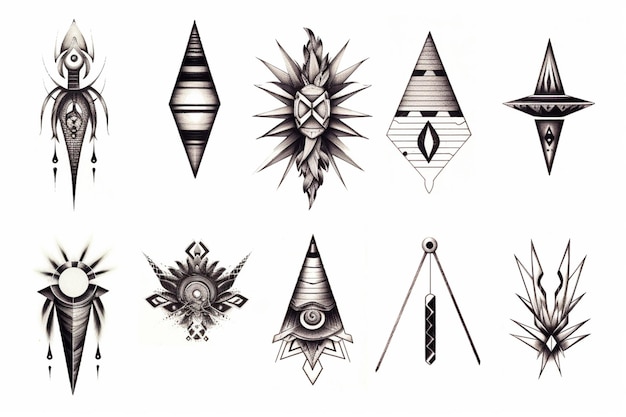 a close up of a drawing of a set of different shapes generative ai