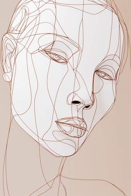 Foto un primo piano di un disegno della faccia di una donna con linee generative ai