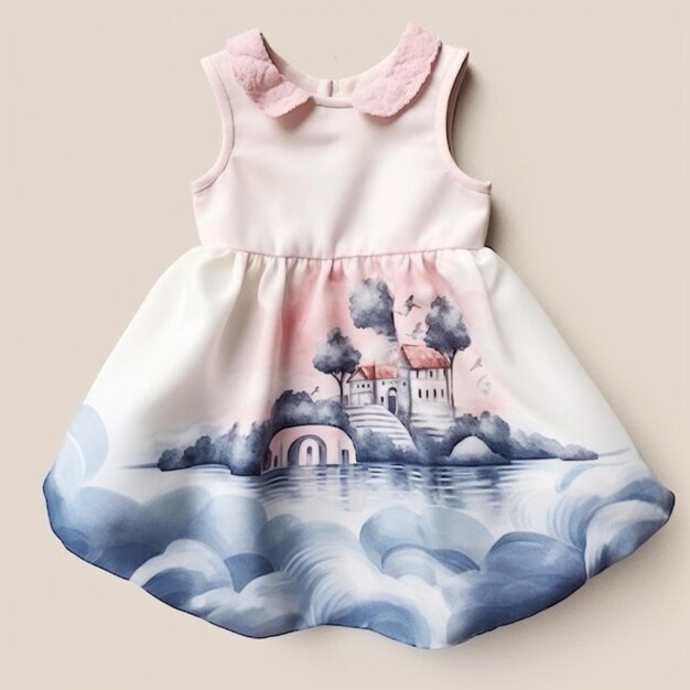 a close up of a dress with a castle on it generative ai