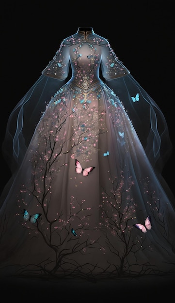 Close up of dress with form wedding generative ai