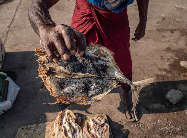 Close up of dried fish