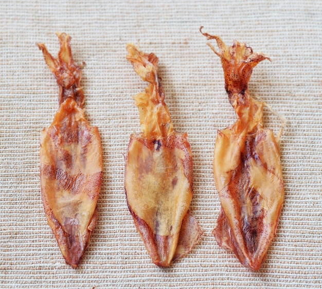 Close up of dried squid