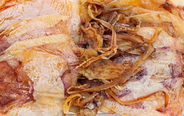 Close up of dried squid