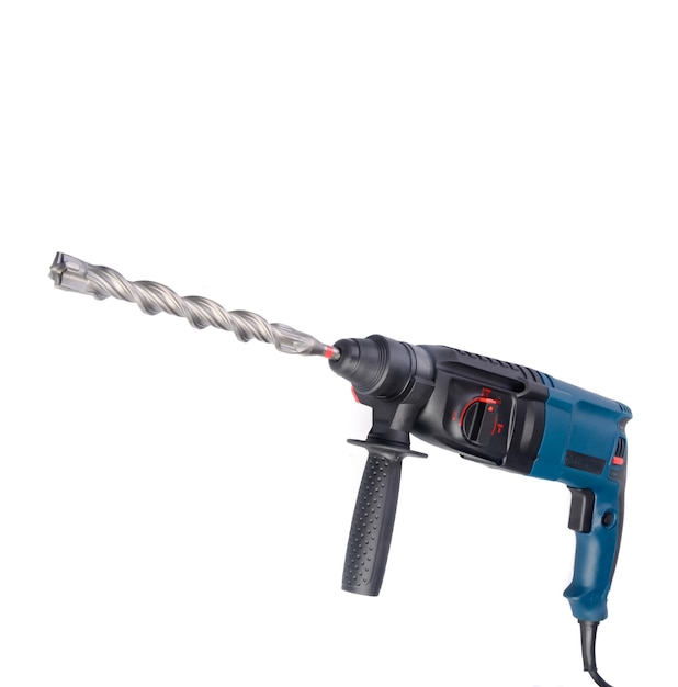 Photo close-up of drill against white background