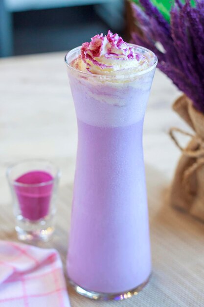 Close-up of drink in glass on table