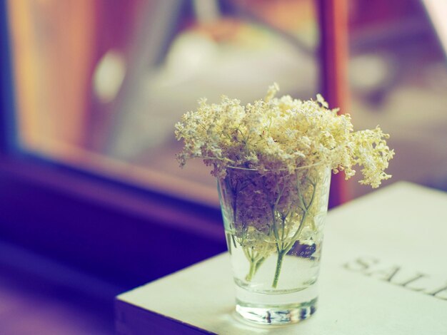 Close-up of drink on glass table