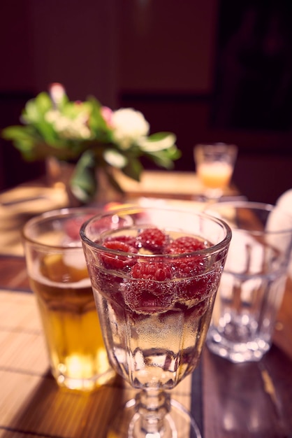 Close-up of drink in glass on table