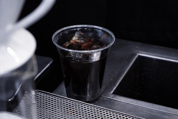 Close-up of drink in glass on table