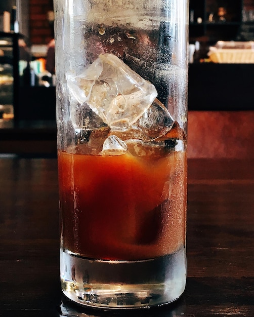 Close-up of drink in glass on table