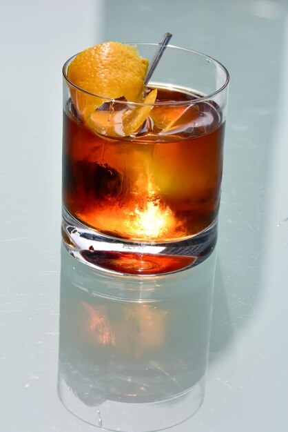 グラスの飲み物のクローズアップ