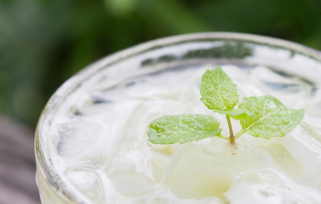 Close-up of drink on ice cream