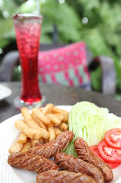 Close-up of drink served on table