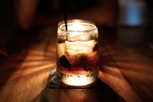 close-up of drink on table